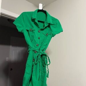 Vibrant Green Button-Up Jumpsuit